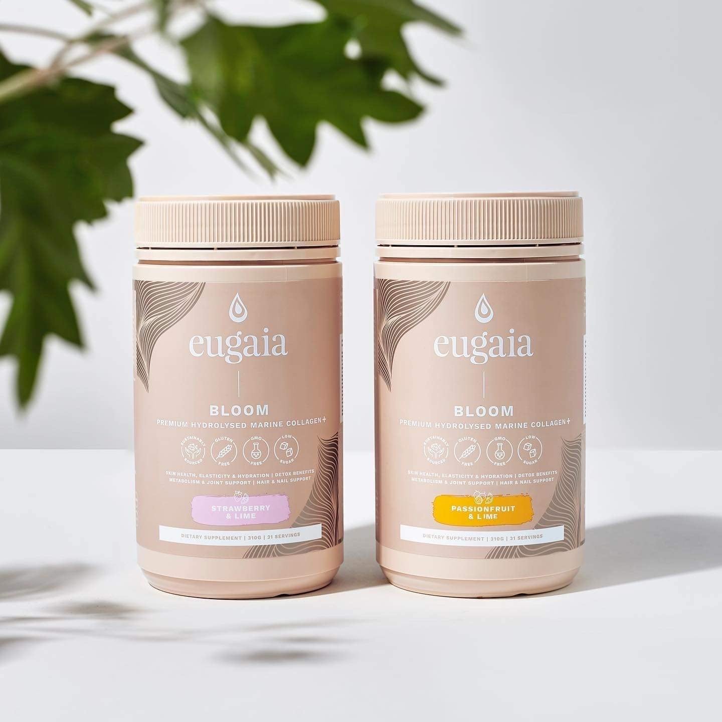 Eugaia Bloom Premium Hydrolysed Marine Collagen + | Passionfruit & Lime | 310g | 31 Serves - Eugaia