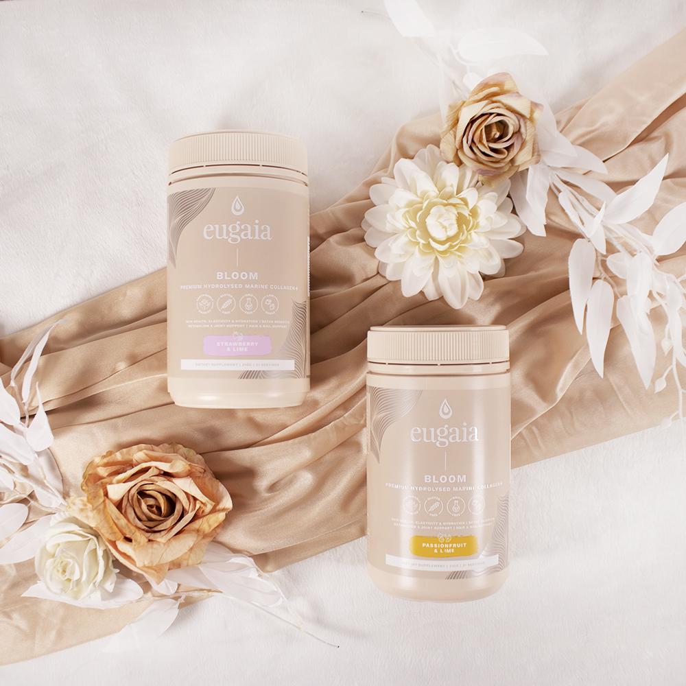 Eugaia Bloom Premium Hydrolysed Marine Collagen + | Passionfruit & Lime | 310g | 31 Serves - Eugaia