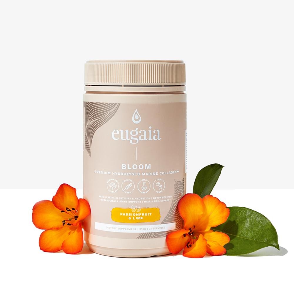 Eugaia Bloom Premium Hydrolysed Marine Collagen + | Passionfruit & Lime | 310g | 31 Serves - Eugaia