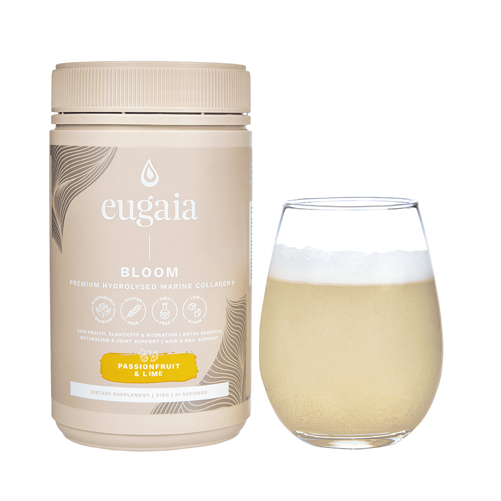 Eugaia Bloom Premium Hydrolysed Marine Collagen + | Passionfruit & Lime | 310g | 31 Serves - Eugaia