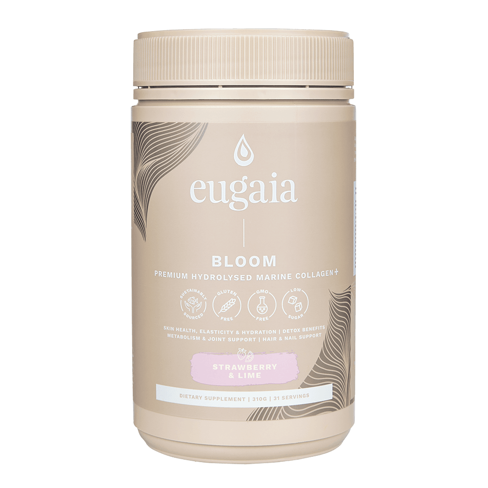 Eugaia Bloom Premium Hydrolysed Marine Collagen + | Strawberry & Lime | 310g | 31 Serves - Eugaia