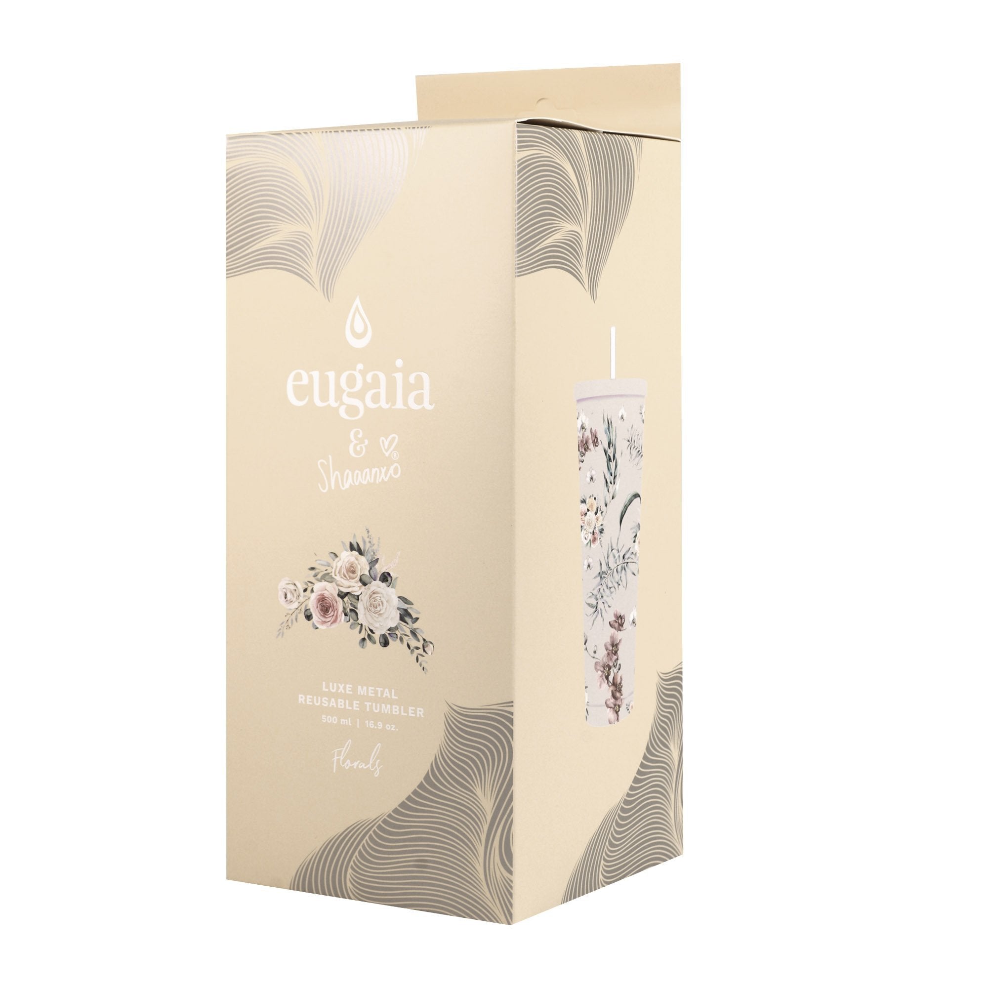 Eugaia Luxe Metal Reusable Tumbler | Floral | 500 ml | Shaaanxo x Eugaia - Eugaia