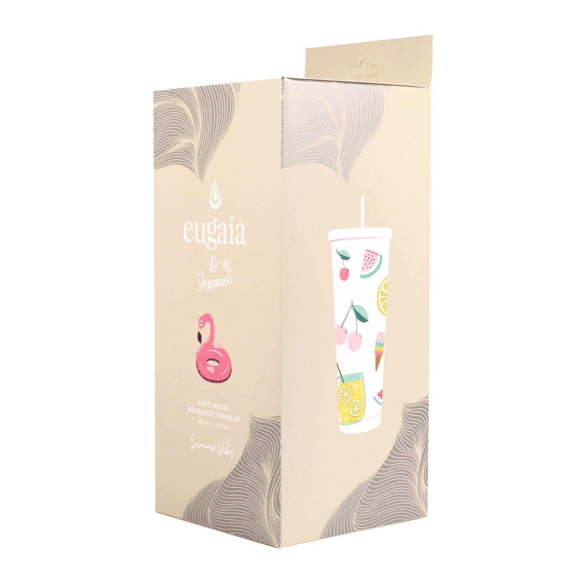 Eugaia Luxe Metal Reusable Tumbler | Summer Vibes | 500 ml | Shaaanxo x Eugaia - Eugaia