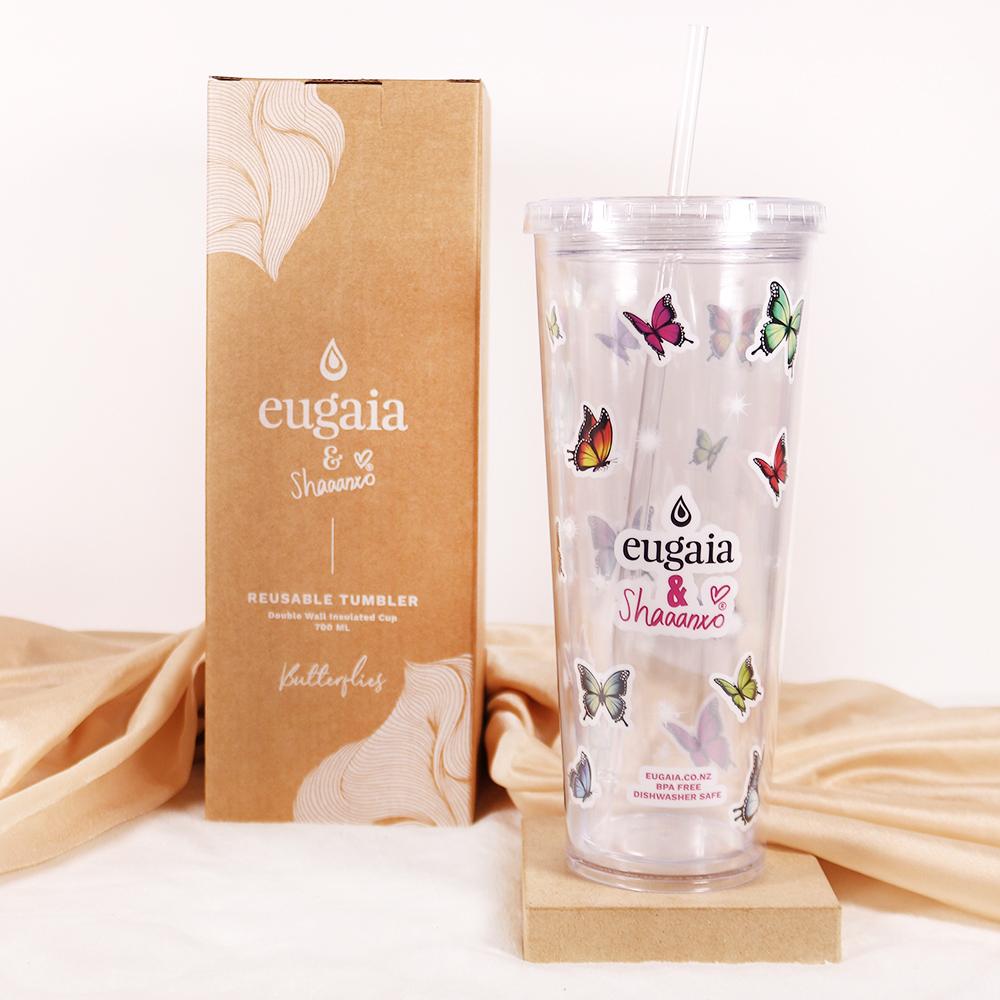 Eugaia Luxe Reusable Tumbler | Butterflies | 700 ml | Shaaanxo x Eugaia - Eugaia