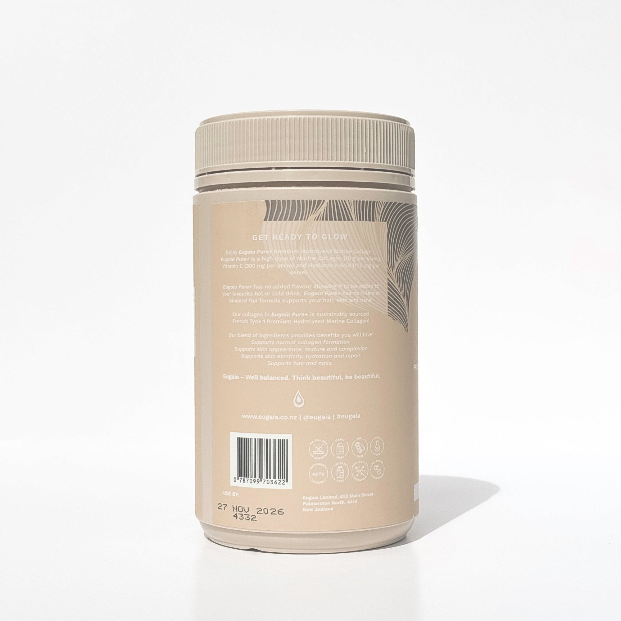 Eugaia Pure+ Premium Hydrolysed Marine Collagen | No Added Flavour | 310g | 31 Serves - Eugaia