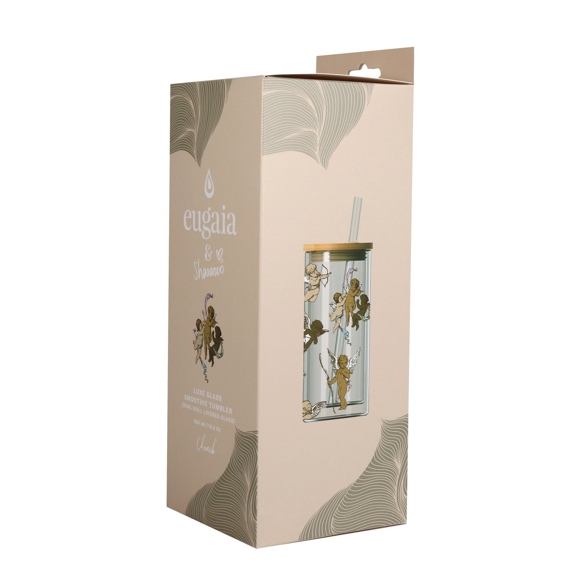 Luxe Glass Smoothie Tumbler | 430ml | Cherub - Eugaia