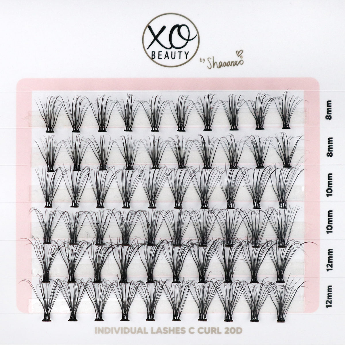 20 Inch Lashes Individual Lashes | 8mm, 10mm, 12mm | C-Curl | 20D โ xoBeauty